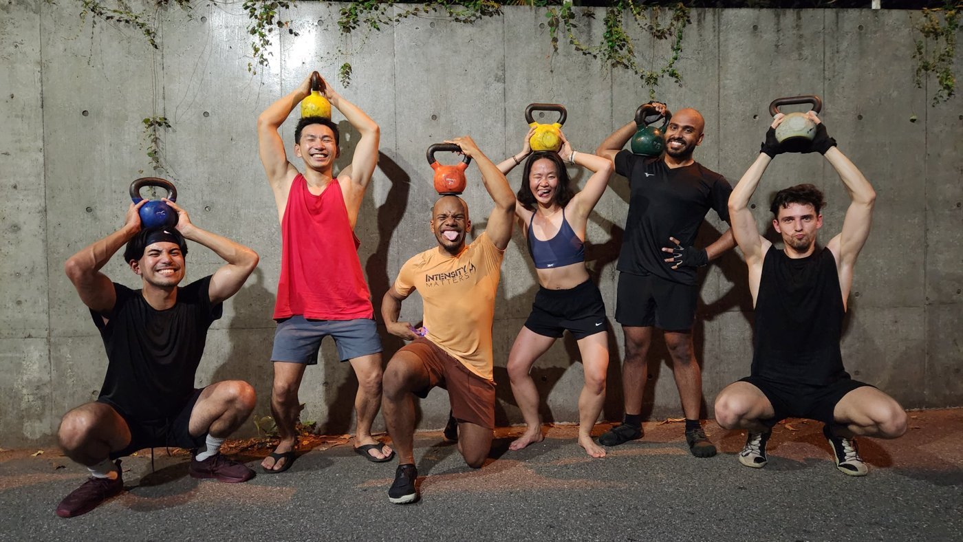 Kettlebells overhead after a kettlebell-focus workout
