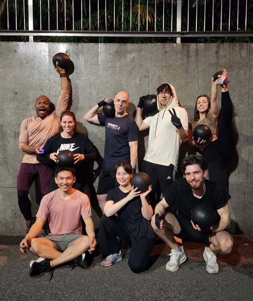 Medicine ball crew after class